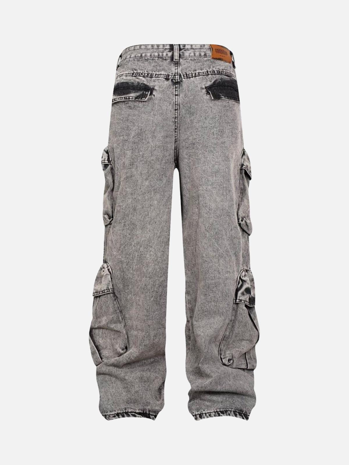 Washed Multi-Pocket Cargo Jeans