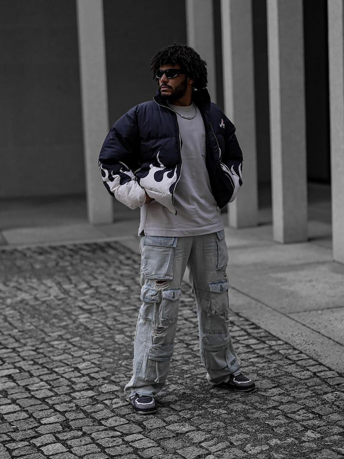 Washed Multi-Pocket Work Cargo Jeans