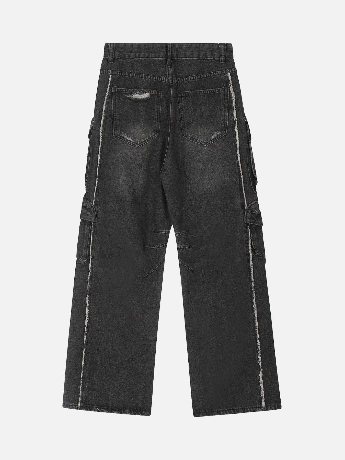 Washed Multi-Pocket Work Jeans