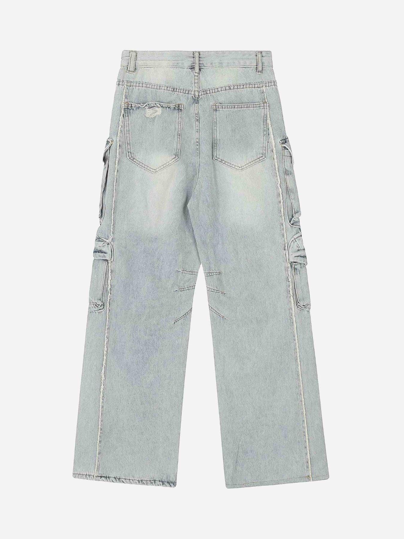 Washed Multi-Pocket Work Jeans