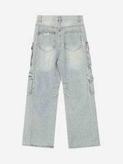 Washed Multi-Pocket Work Jeans