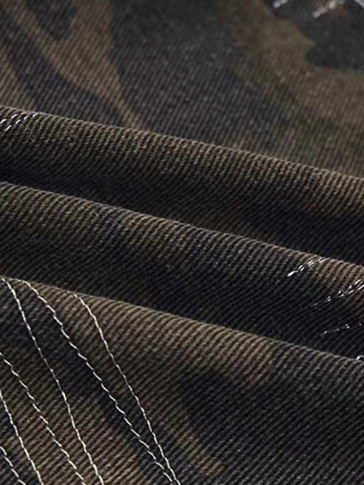 Washed Panel Camouflage Jeans