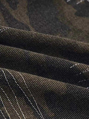 Washed Panel Camouflage Jeans