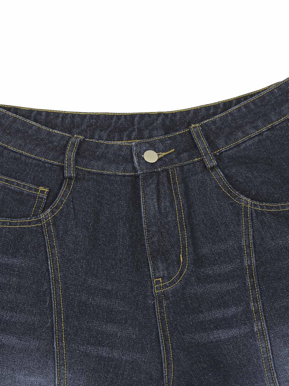 Washed Ripped Embroidered Barrel Jeans