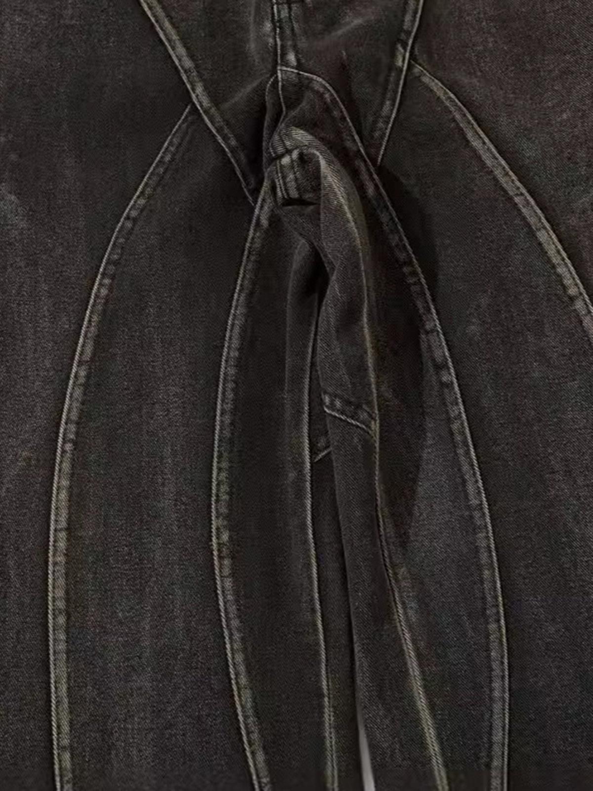 Washed Split Design Hip-Hop Horn Jeans