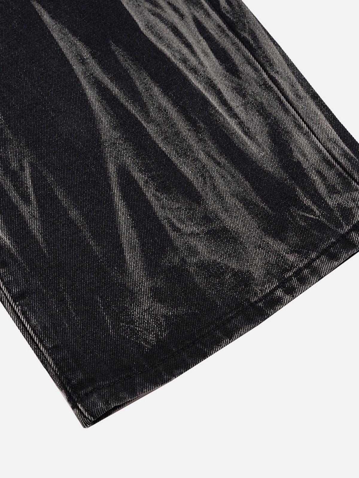 Washed Stained Wide-Leg Jeans