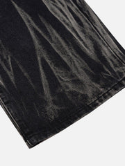 Washed Stained Wide-Leg Jeans