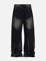 Washed Stained Wide-Leg Jeans