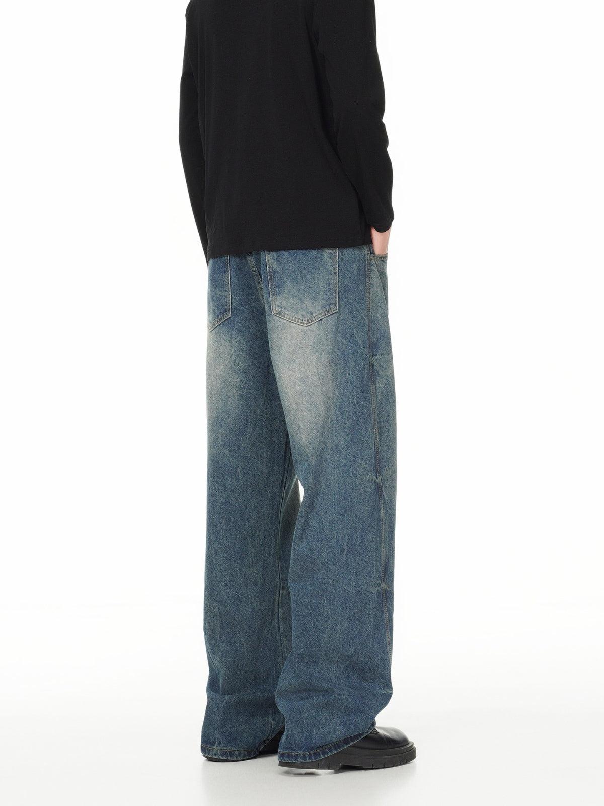 Washed Wrinkle Loose Jeans