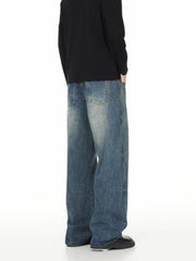 Washed Wrinkle Loose Jeans