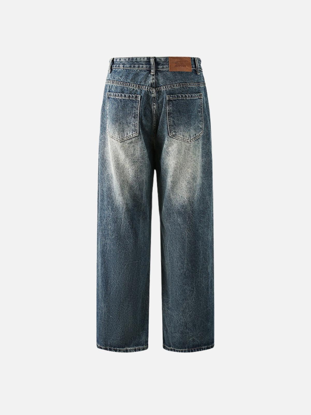 Washed Wrinkle Loose Jeans