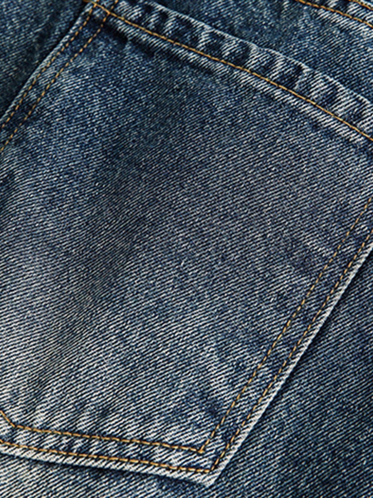 Washed Wrinkle Loose Jeans