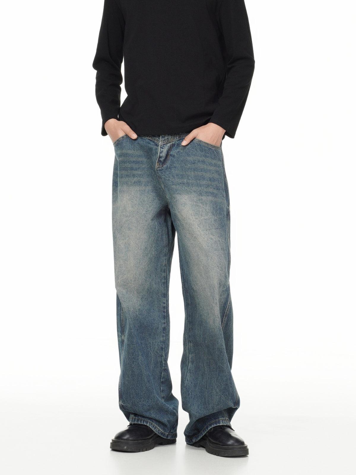 Washed Wrinkle Loose Jeans