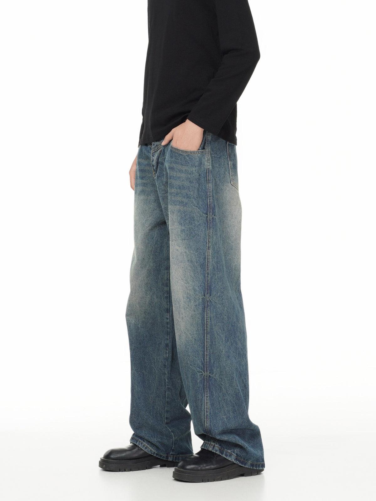 Washed Wrinkle Loose Jeans