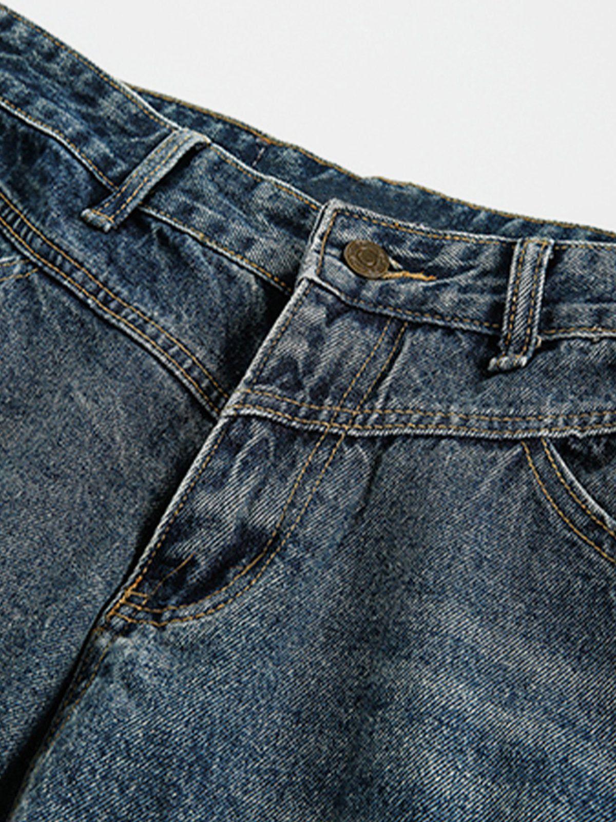 Washed Wrinkle Loose Jeans