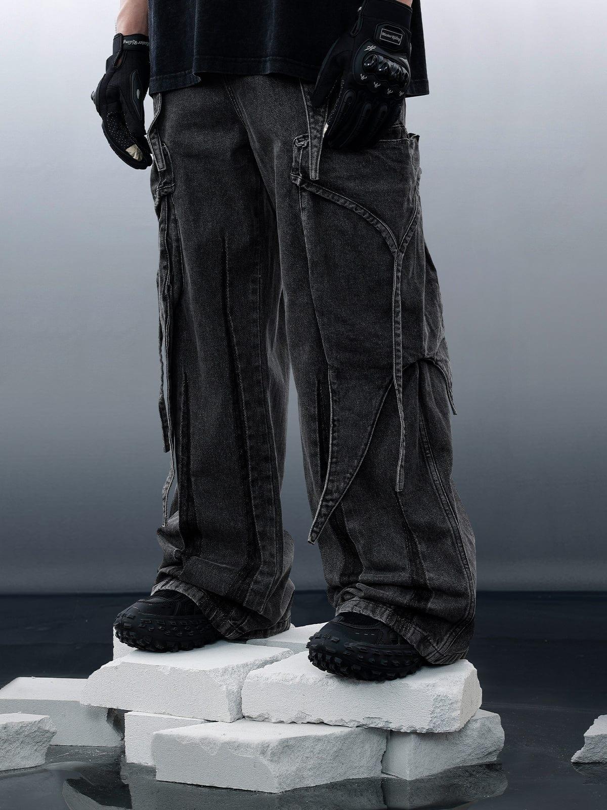 Wasteland Punk Washed Wide Leg Jeans