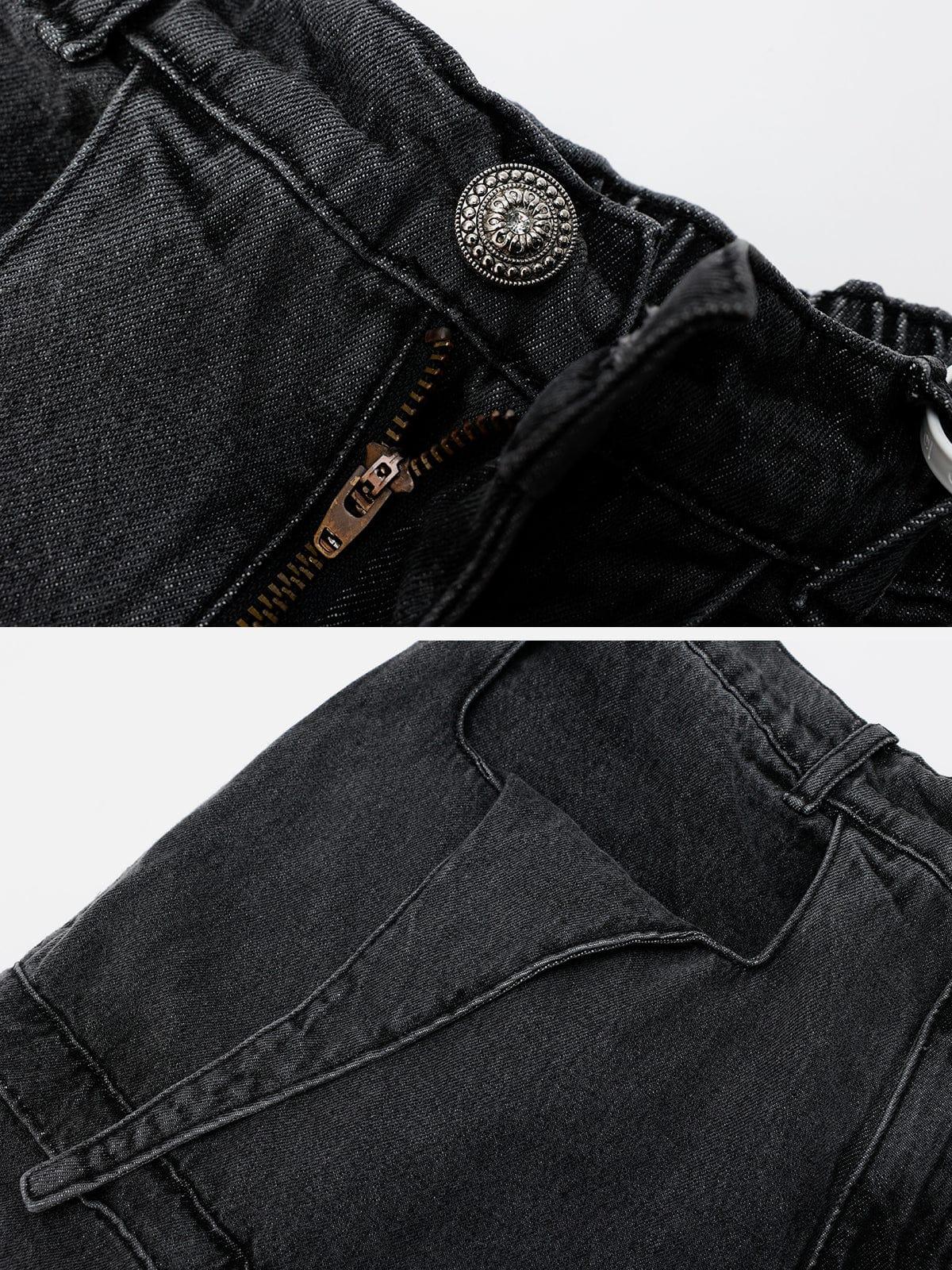 Wasteland Punk Washed Wide Leg Jeans