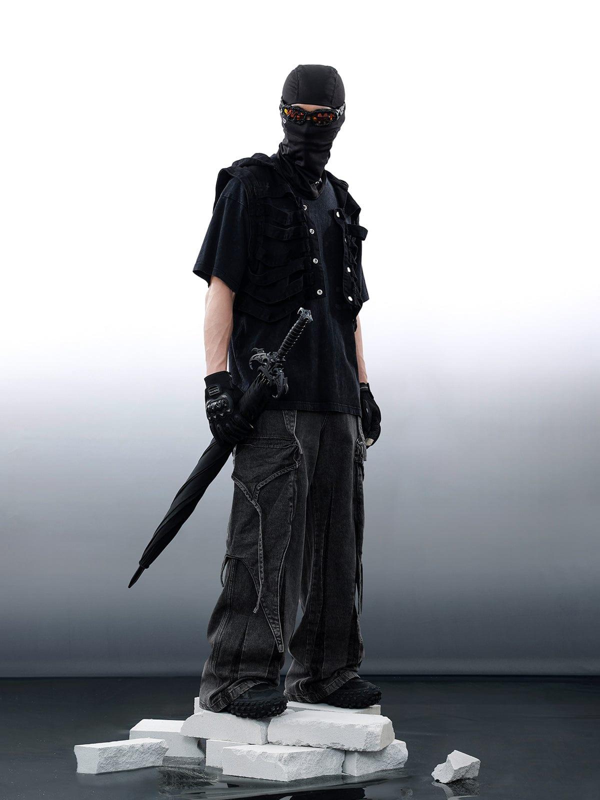 Wasteland Punk Washed Wide Leg Jeans