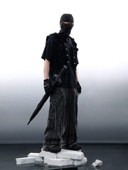 Wasteland Punk Washed Wide Leg Jeans