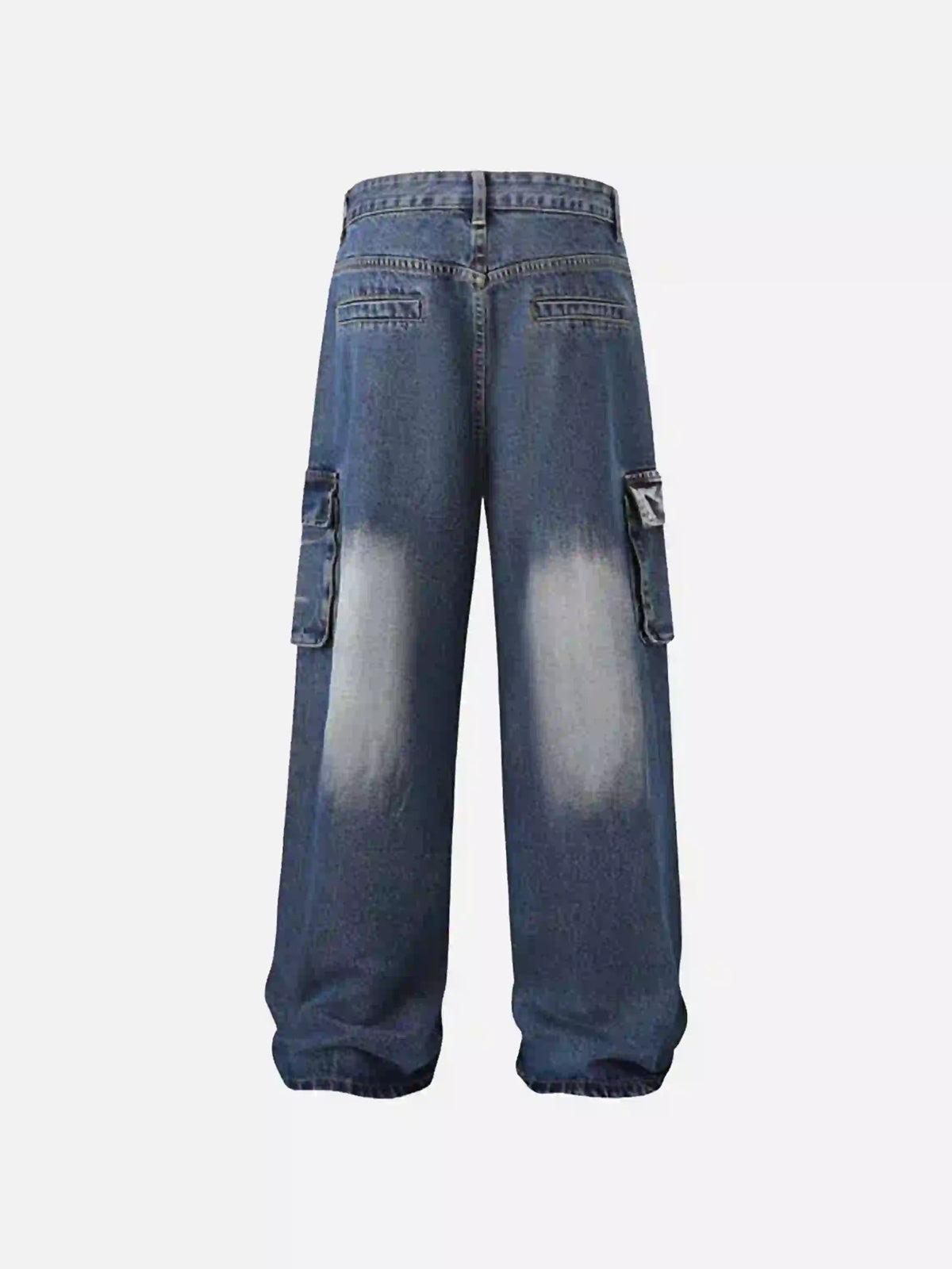 Water Ripple Multi-Pocket Cargo Jeans