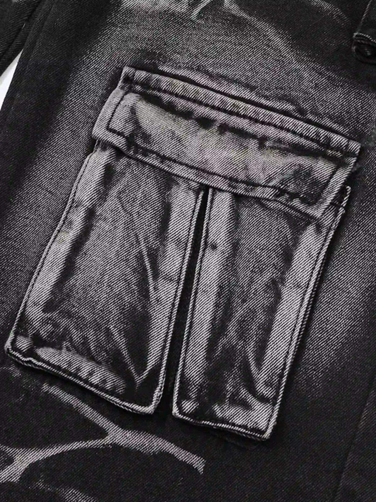 Water Ripple Multi-Pocket Cargo Jeans