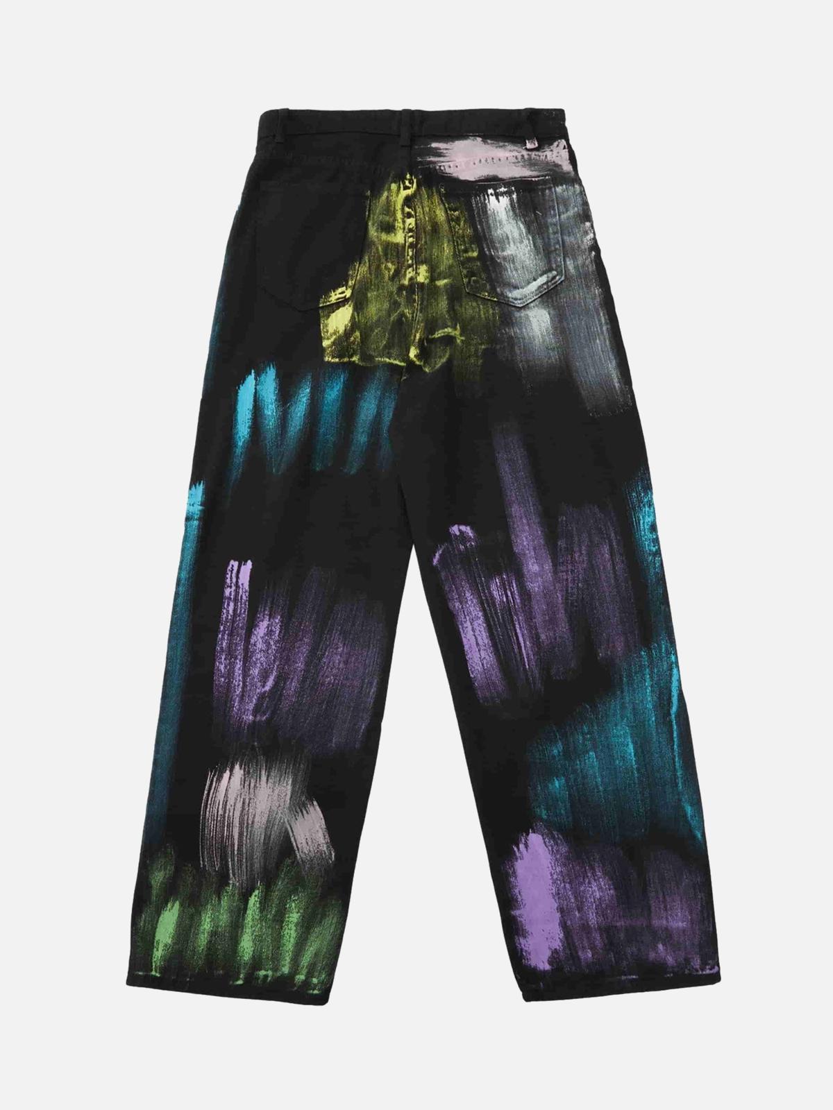 Watercolor Print Jeans
