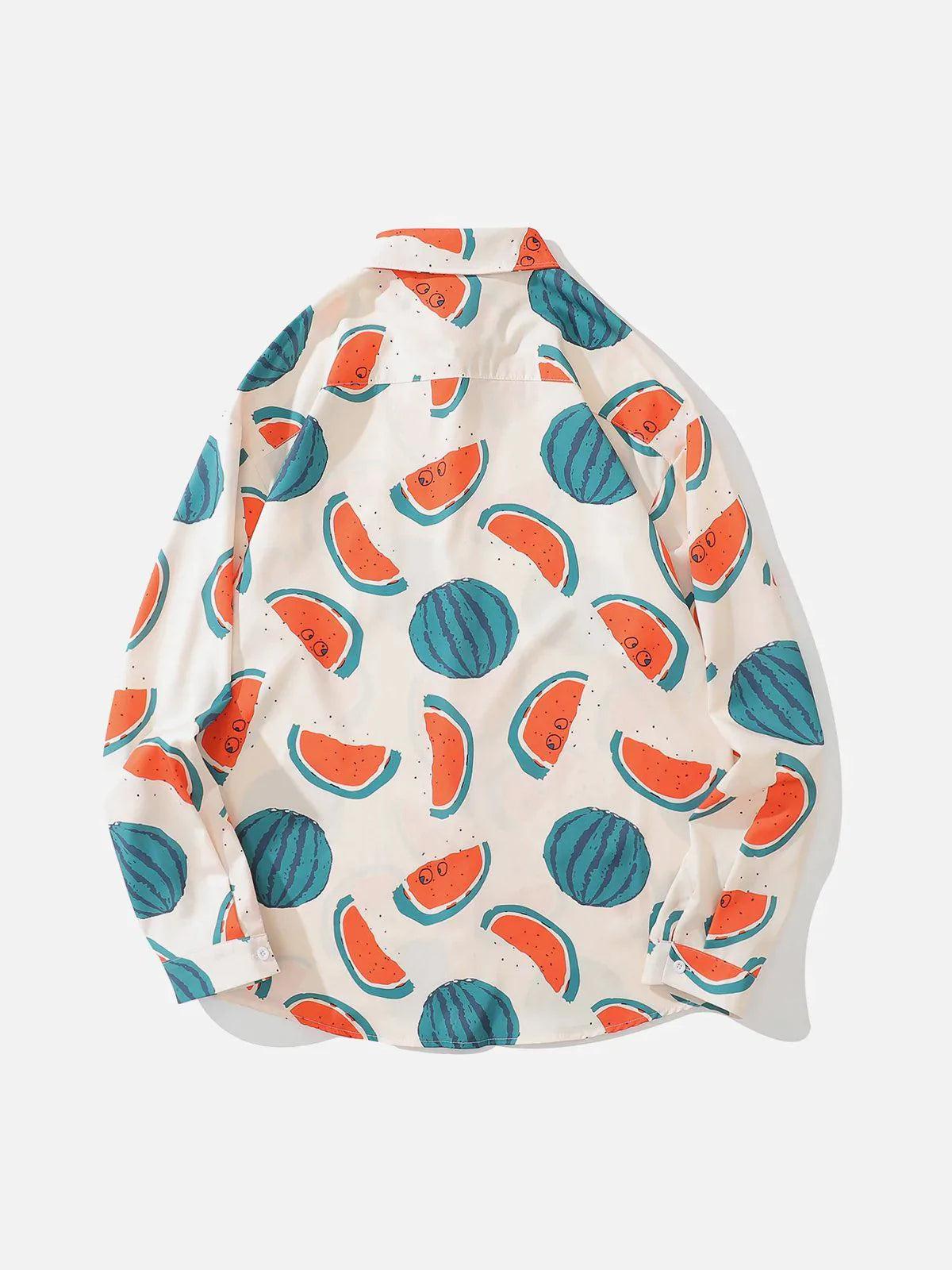 Watermelon Print Long-Sleeved Shirt