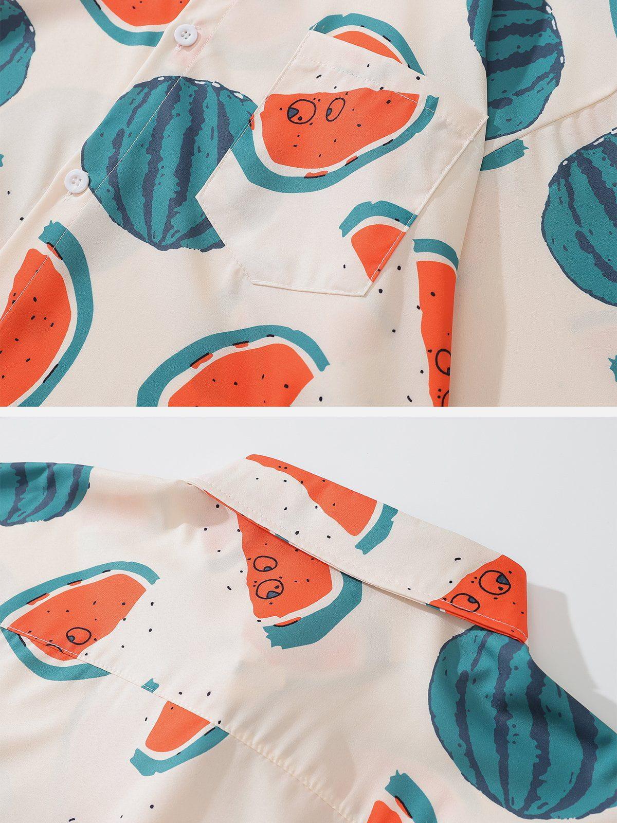 Watermelon Print Long-Sleeved Shirt
