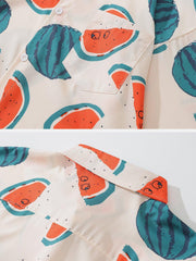 Watermelon Print Long-Sleeved Shirt