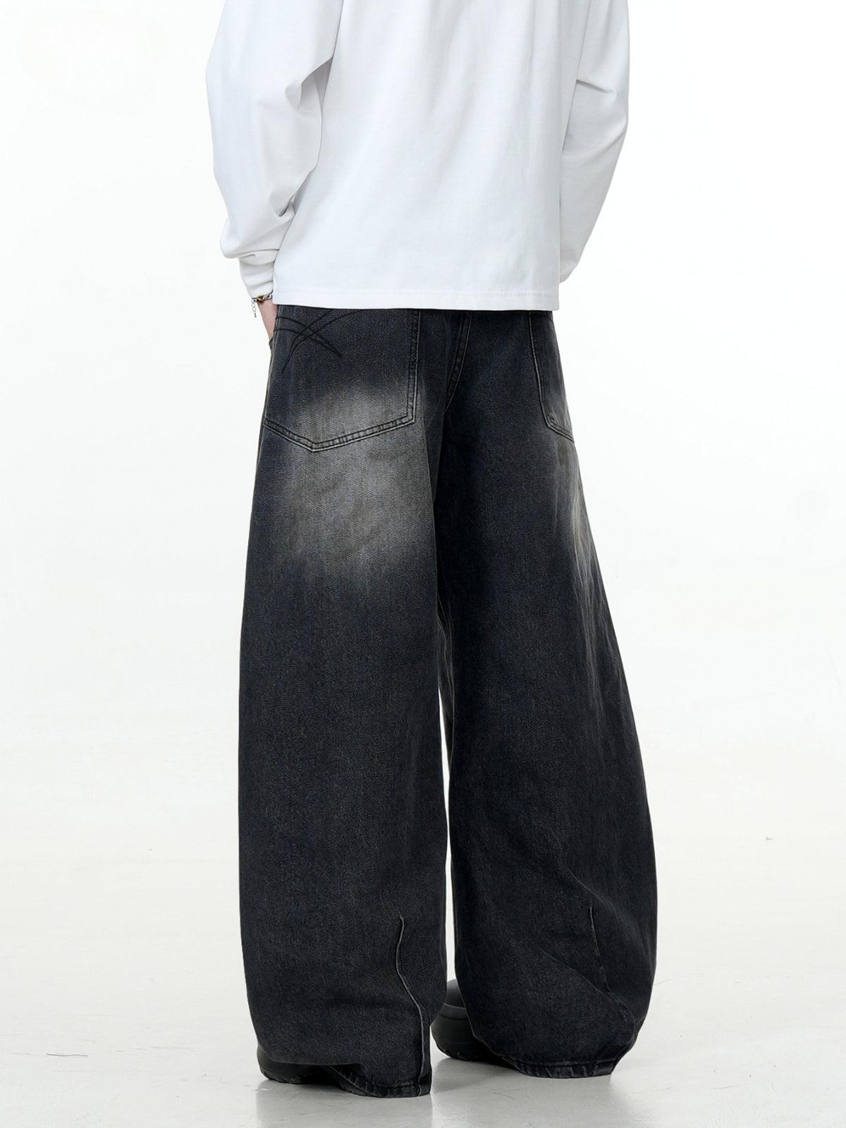 Wrinkle Loose Barrel Jeans
