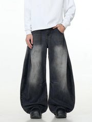 Wrinkle Loose Barrel Jeans