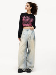Wrinkle Washed Loose Jeans