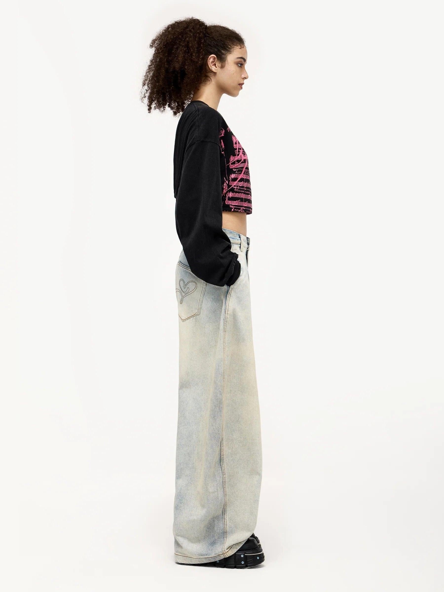 Wrinkle Washed Loose Jeans