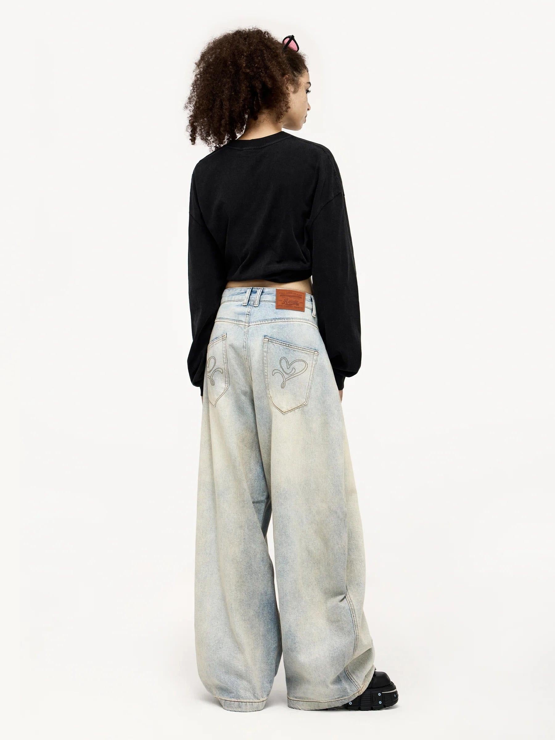 Wrinkle Washed Loose Jeans