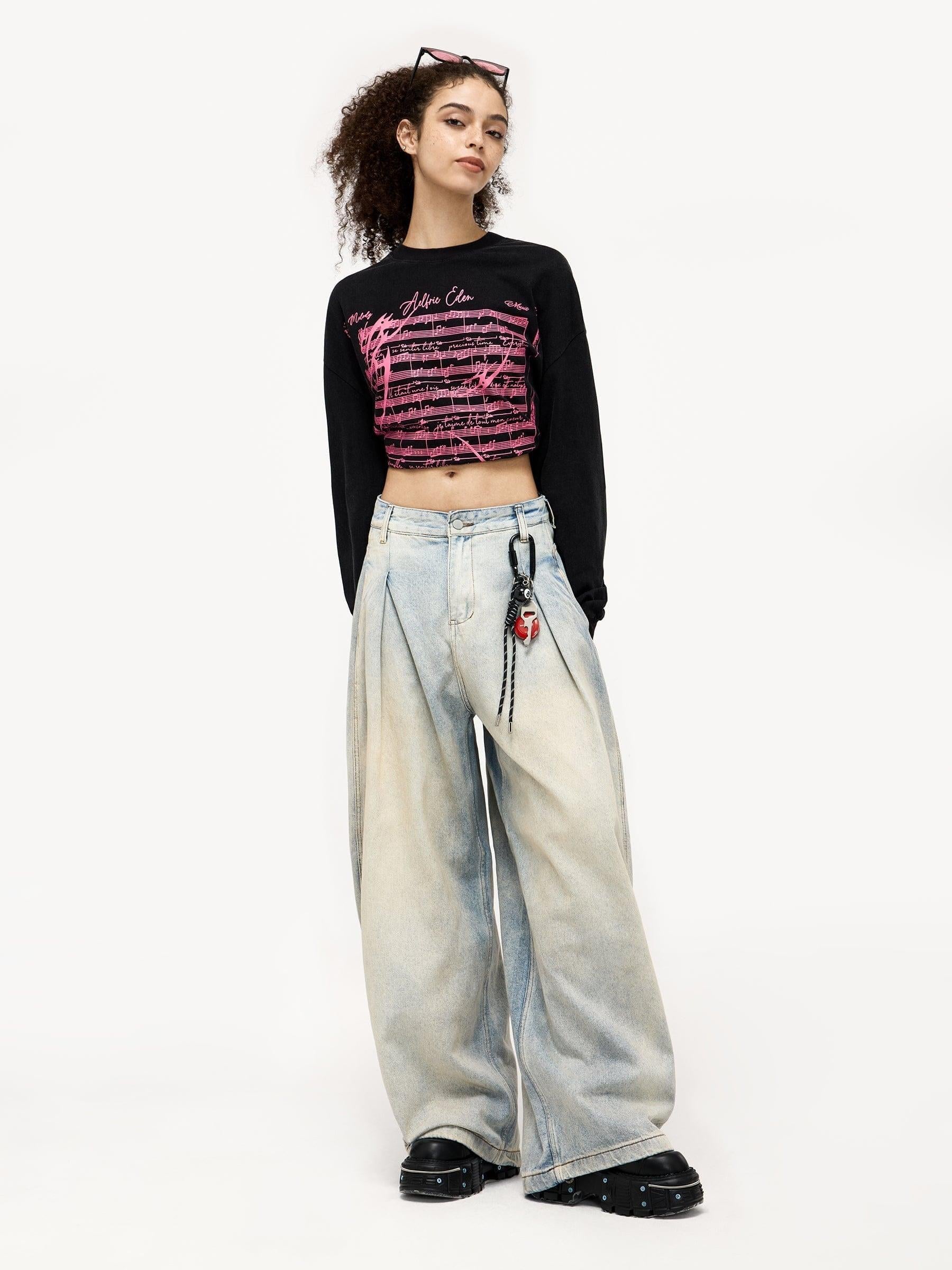 Wrinkle Washed Loose Jeans