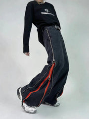 Zip Up Stripe Jeans